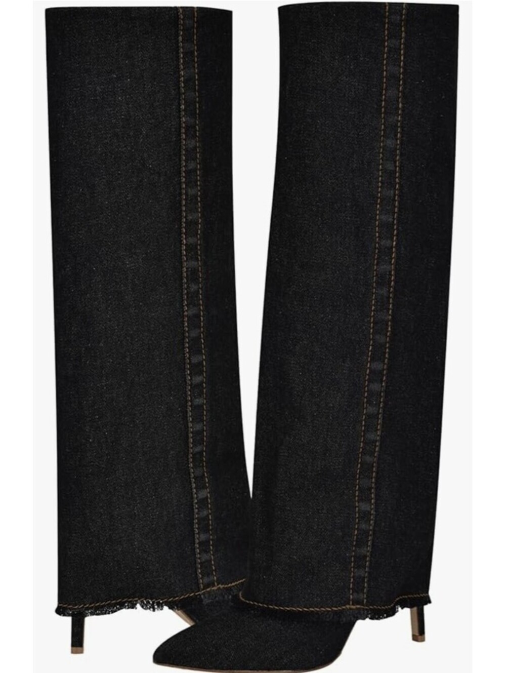 Nine West Women's Rhoree Knee High Boot Stiletto Heel Black Denim Sz. 6 NEW